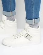 Asos Hi-top Trainers In White With Strap - White