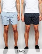 Asos Chino Shorts With Elasticated Waist In Petrol/ Blue 2 Pack Save 17%
