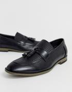 New Look Woven Tassel Loafer In Black - Black