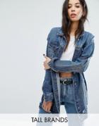 Noisy May Tall Longline Denim Jacket - Blue