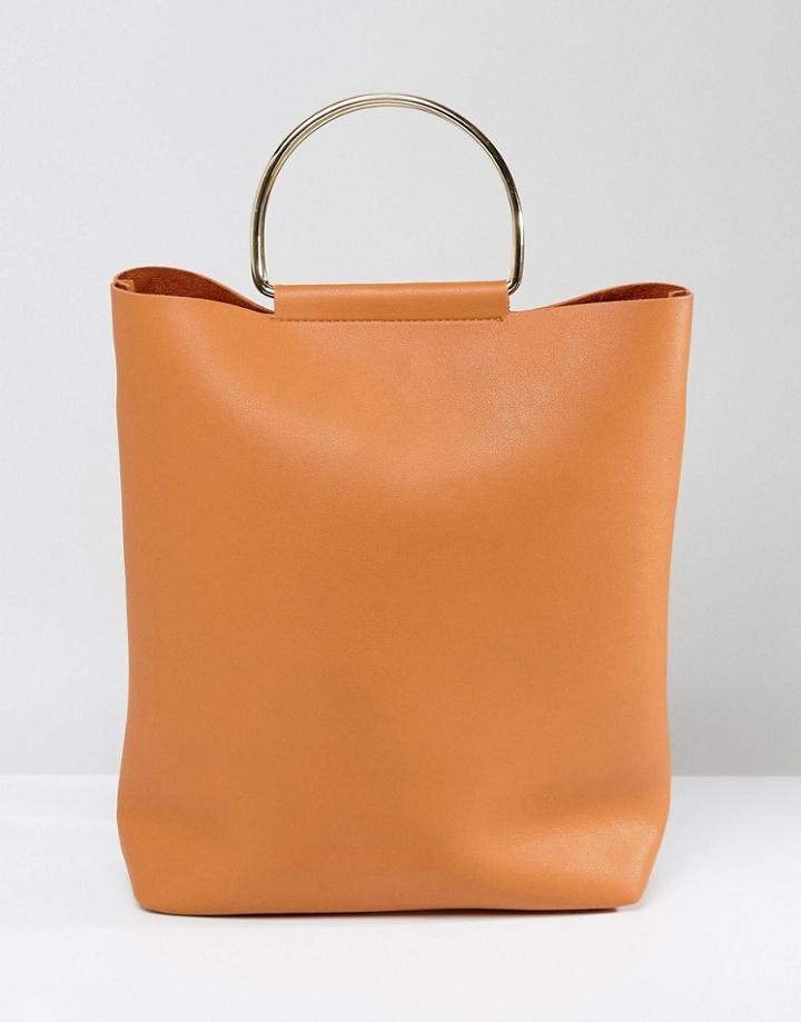 Yoki Slouch Shoulder Bag With Metal Ring - Tan