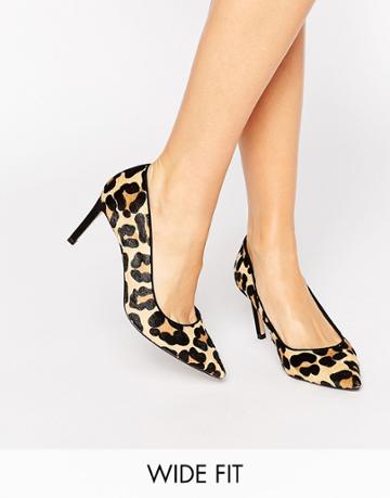 Dune Wide Fit Abbigail Leopard Pony Pumps - Multi