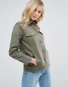 Brave Soul Embroidered Jacket - Green