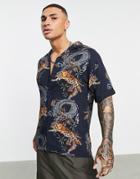 Pull & Bear Shirt With Tiger Print In Black