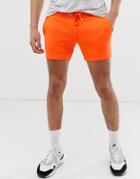 Asos Design Jersey Skinny Shorts In Shorter Length In Orange - Orange