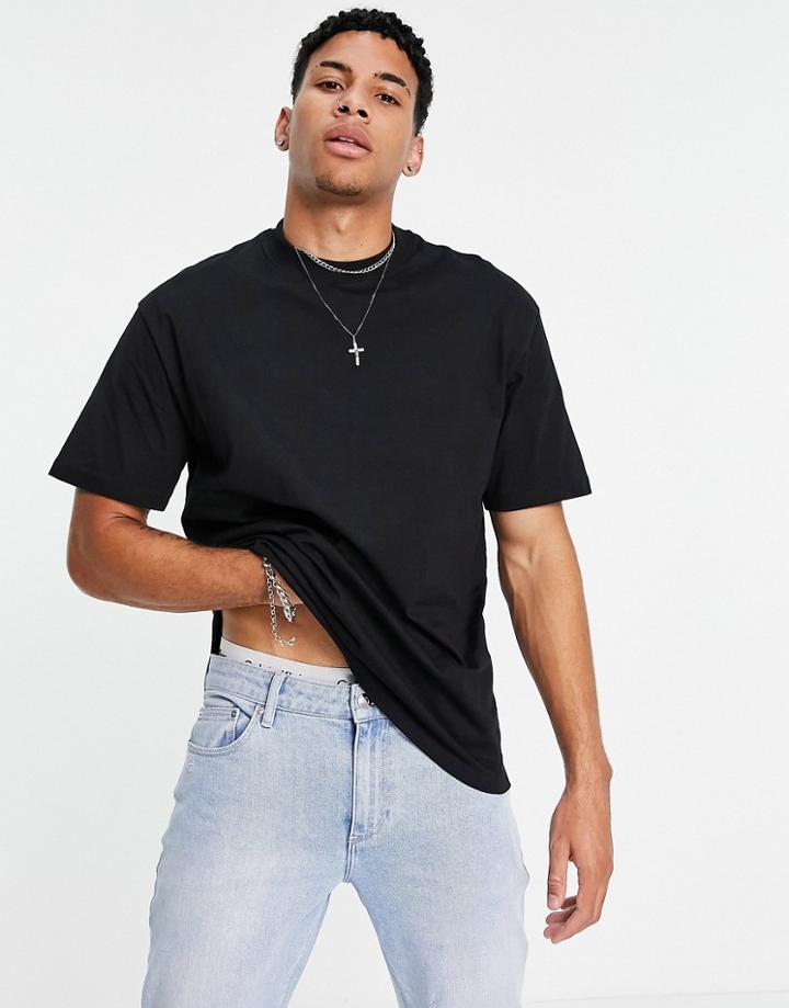 Topman Oversized Neck T-shirt In Black