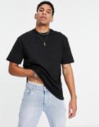 Topman Oversized Neck T-shirt In Black