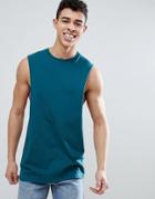 Asos Design Longline Tank With Extreme Dropped Armhole In Green - Green