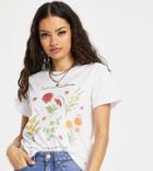 Asos Design Petite Boxy T-shirt With Botanical Graphic In White