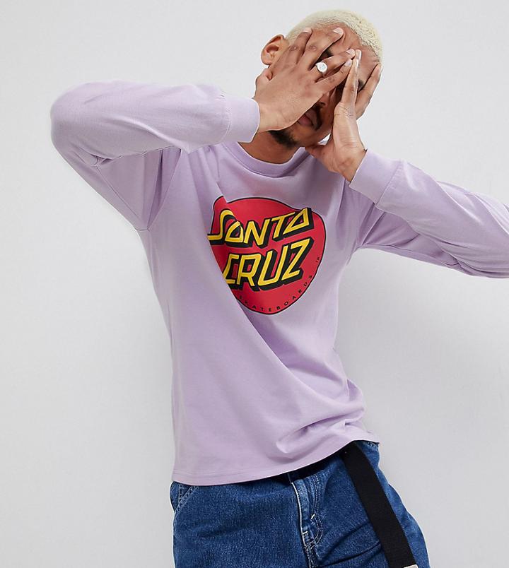 Santa Cruz Classic Dot Long Sleeve T-shirt In Lilac Exclusive To Asos - Purple