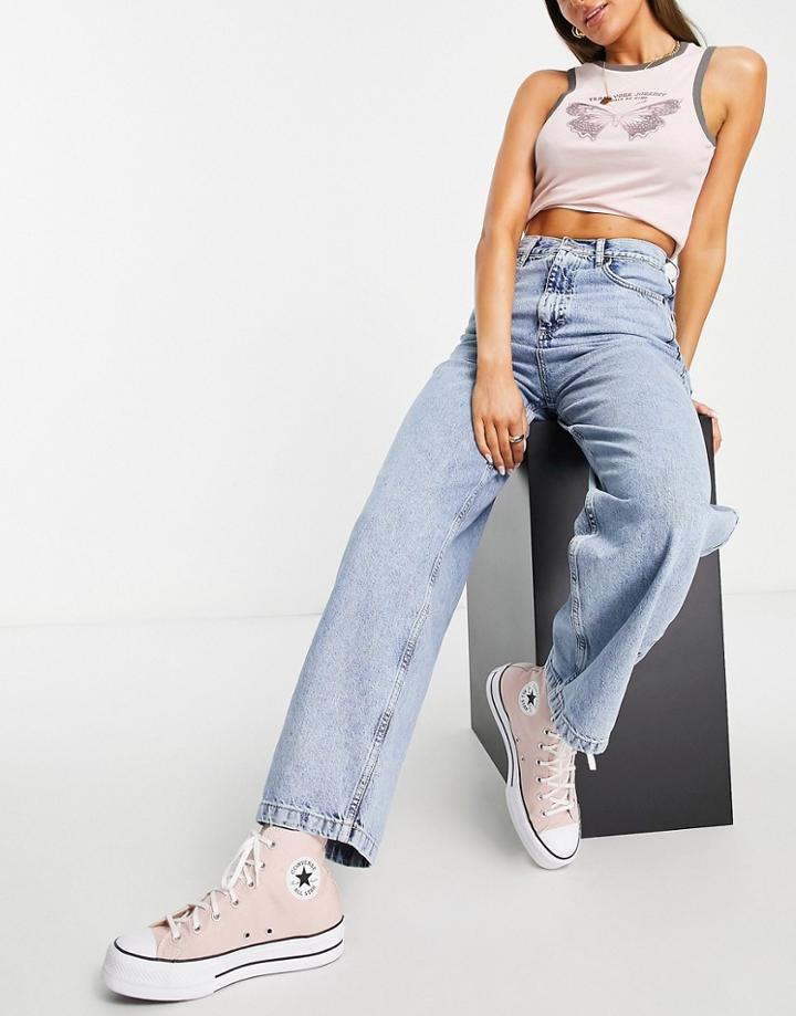 Topshop Baggy Jean In Mid Blue