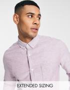 Asos Design Slim Fit Oxford Shirt In Peach-pink