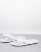Truffle Collection Twist Towelling Slippers In White