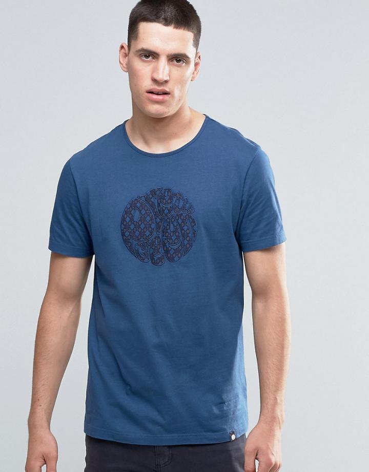 Pretty Green T-shirt With Applique Logo In Slim Fit Navy - Navy