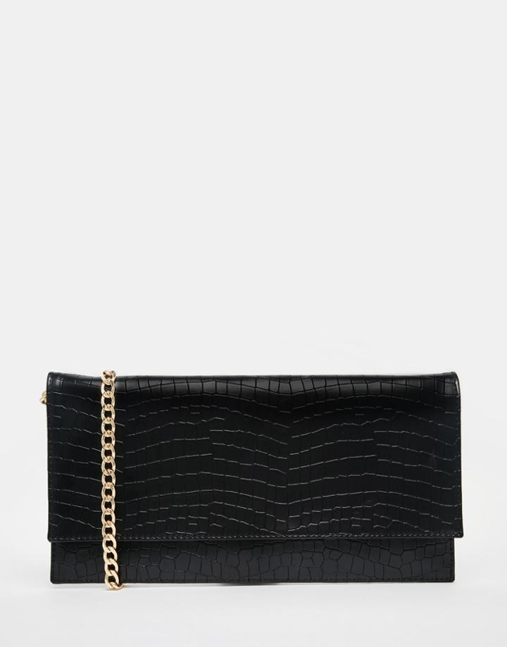 Asos Slim Croc Clutch Bag - Black