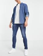 Only & Sons Skinny Fit Jeans In Dark Blue-navy