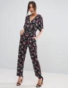 Uttam Boutique Jumpsuit In Floral Print - Navy