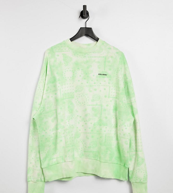 Collusion Unisex Oversized Sweatshirt With Scarf Print In Tie Dye-multi