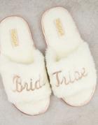 Truffle Collection Bride Tribe Slogan Slippers In White