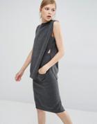 Paisie Knitted Jumper Vest With Side Splits - Gray