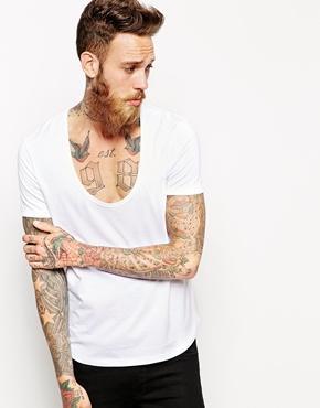 Asos T-shirt With Deep Scoop Neck - White