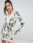 Brave Soul Spring Romper With Crochet Trim - White