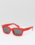 Asos Square Sunglasses In Red With Rubberised Finish - Red