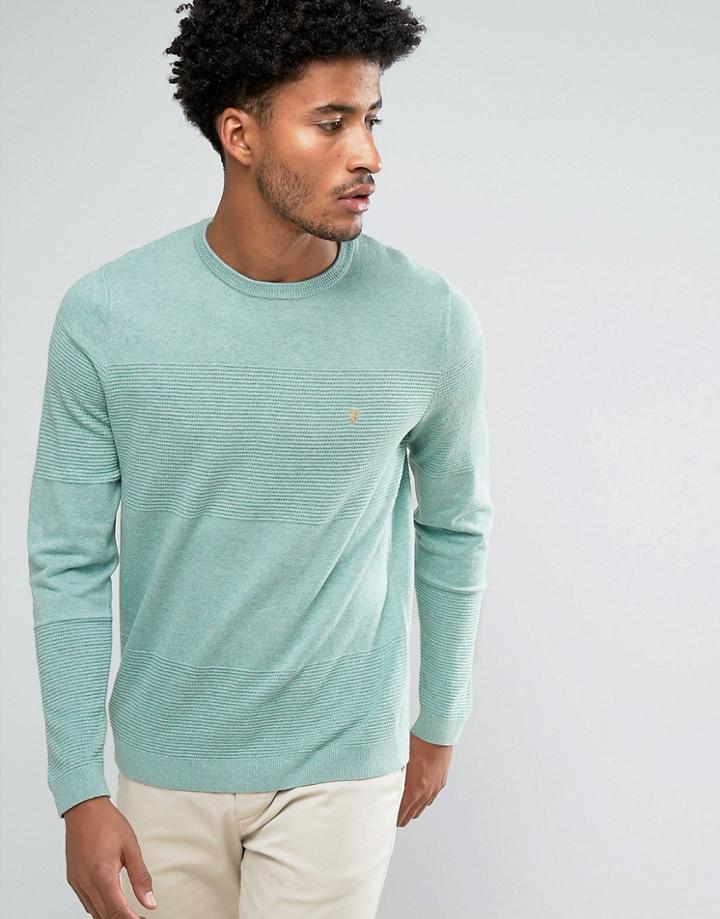 Farah Newgale Waffle Knit Sweater In Green - Green