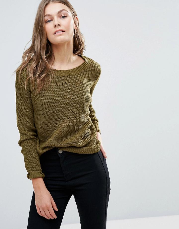 Jdy Basky Grid Knit Sweater - Green