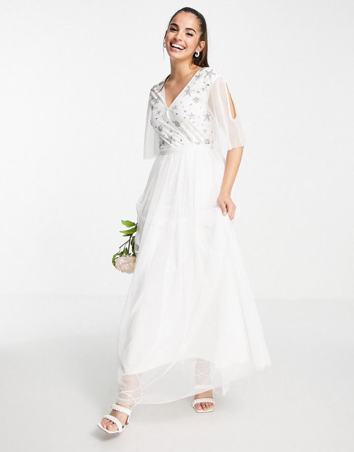Frock And Frill Bridal Embellished Midaxi Dress In Pearl Pink