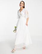 Frock And Frill Bridal Embellished Midaxi Dress In Pearl Pink