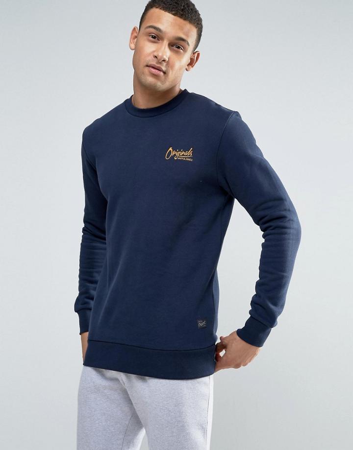 Jack & Jones Originals Sweatshirt With Chest Logo - Navy