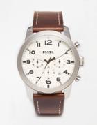 Fossil Pilot Leather Watch Fs5146 - Brown