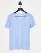 Object V-neck T-shirt In Pale Blue-pink