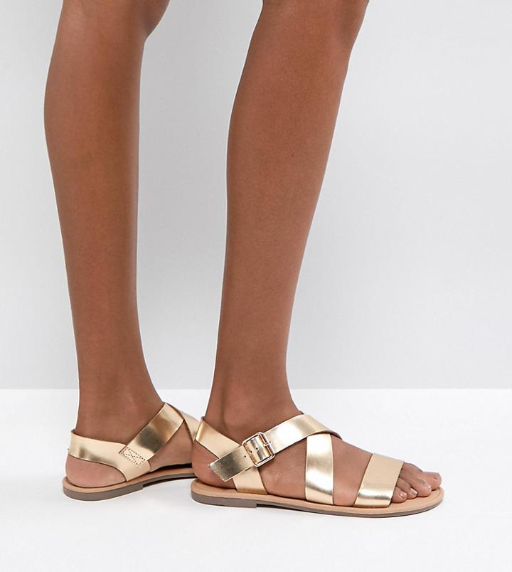 Asos Feliz Flat Sandals - Gold