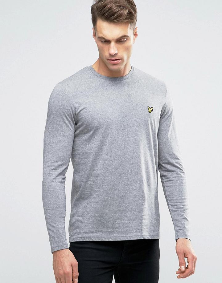 Lyle & Scott Long Sleeve Top Eagle Logo In Gray Marl - Gray