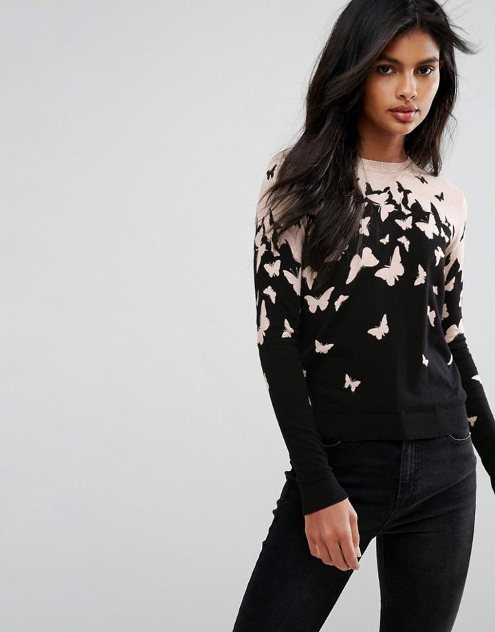 Oasis Butterfly Print Sweater - Beige
