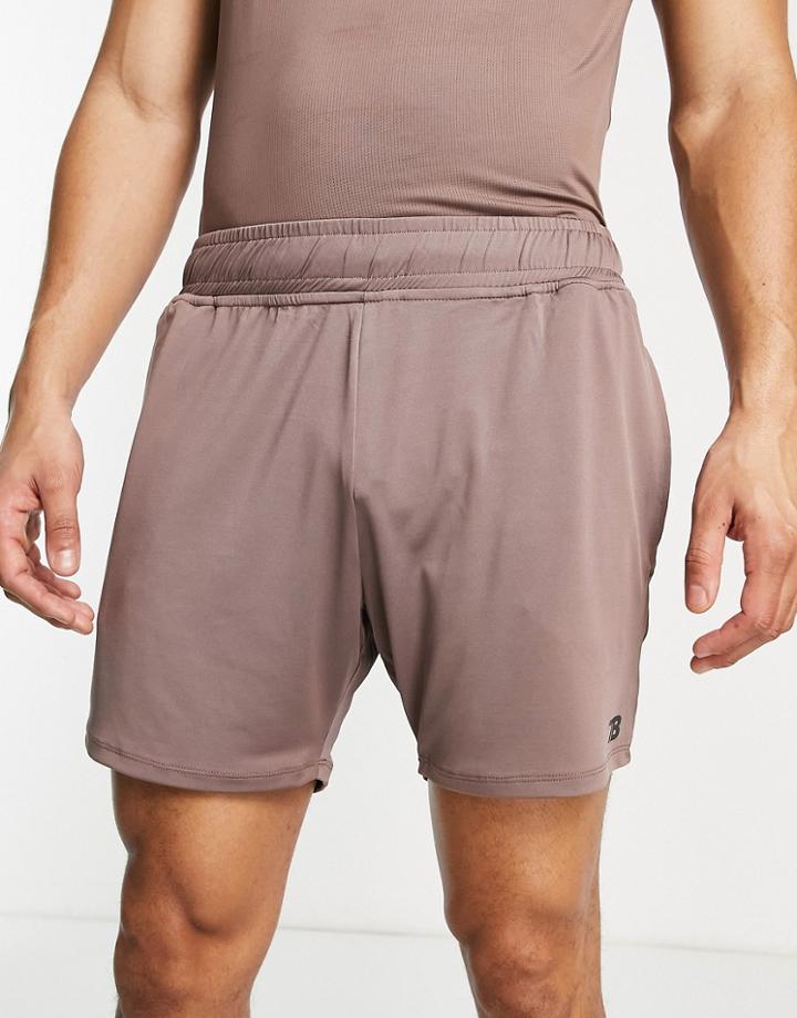 Threadbare Active Mid Length Training Shorts In Deep Taupe-brown
