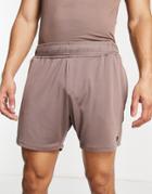 Threadbare Active Mid Length Training Shorts In Deep Taupe-brown