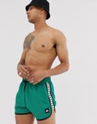 Kappa Authentic Agius Swim Short With Logo Taping In Green - Green
