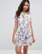 Frnch Flower Print Dress - White