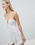 Rare Fit And Flare Lace Contrast Dress - White