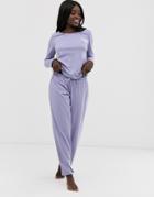 Asos Design Mix & Match Jersey Pants With Satin Detail-purple