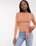 Brave Soul Slim Fit Sweater With Belt In Camel-brown