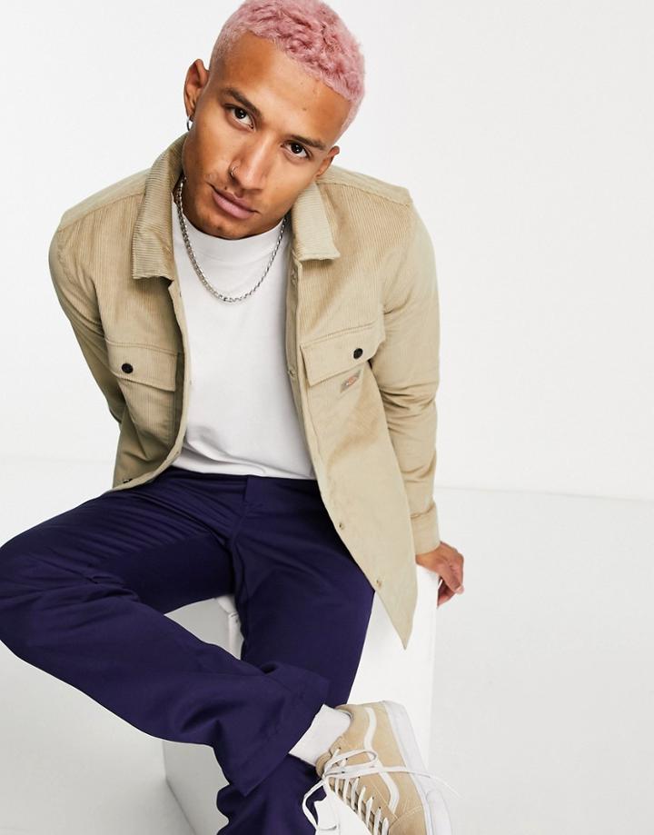 Dickies Higginson Corduroy Shirt In Khaki-green