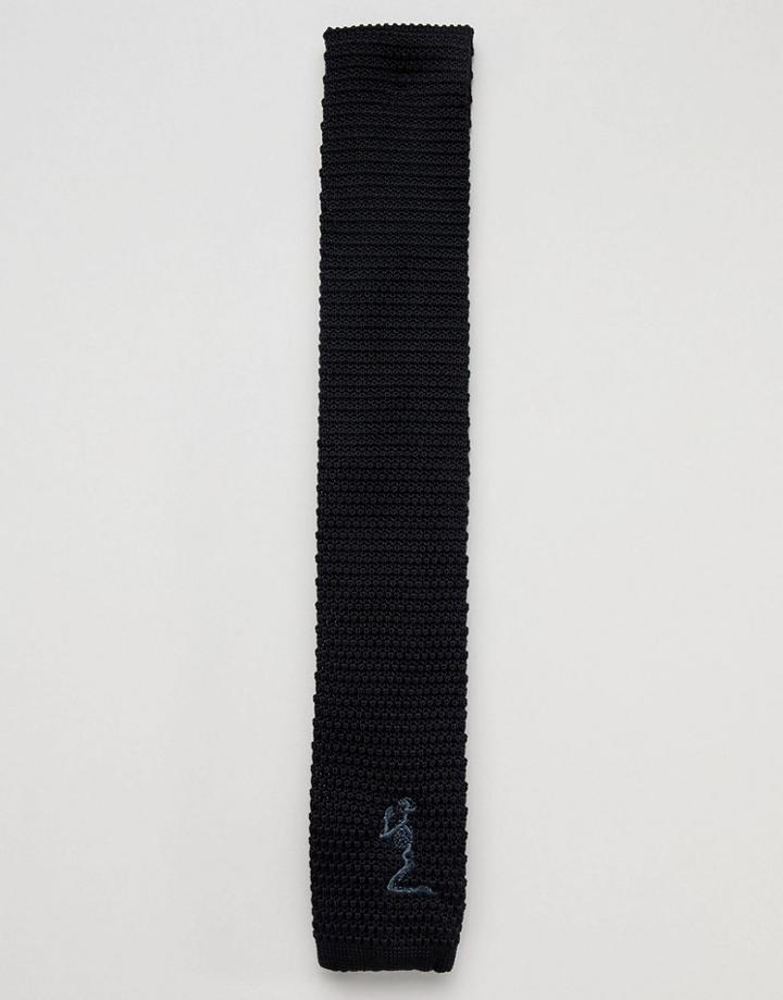 Religion Wedding Knitted Tie In Black With Squared Off End - Black