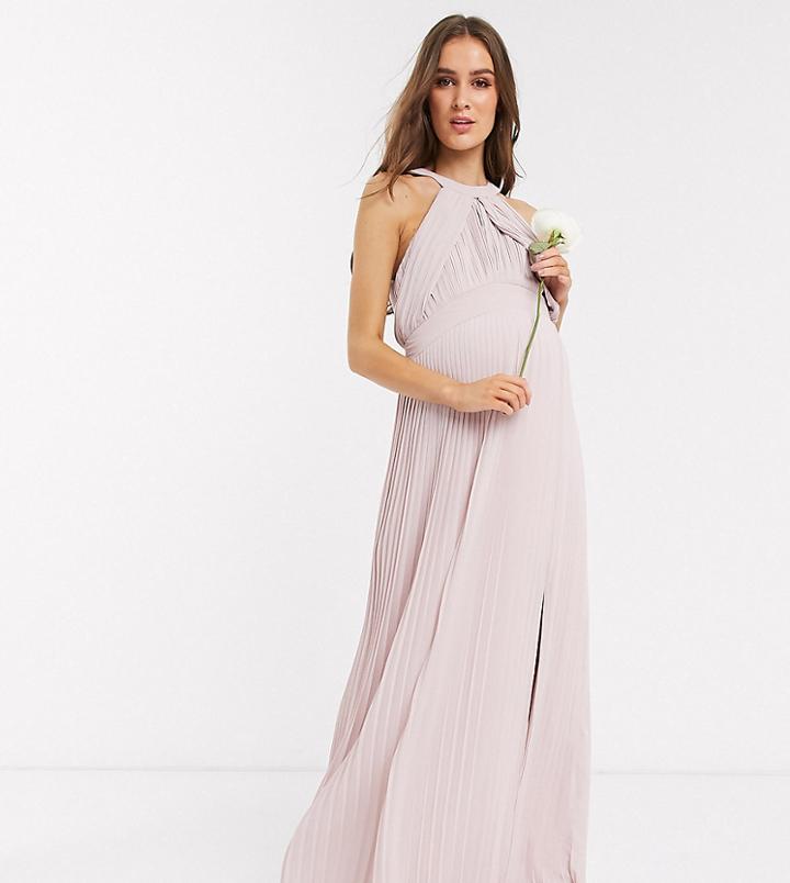 Tfnc Maternity Bridesmaid Exclusive Pleated Maxi Dress In Pink
