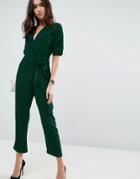 Asos Wrap Jumpsuit With Self Belt - Green