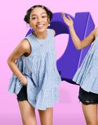 Asos Design Cotton Smock Tank In Blue Gingham-multi