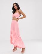River Island Beach Skirt With Ruffle Hem In Pink